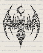 Sigil bat tattoo stencil file, bold nocturnal bat icon with pointed details, printable digital download.