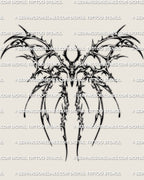 Sigil moth tattoo stencil download, cyber style moth outline with thin directional linework inside the wings