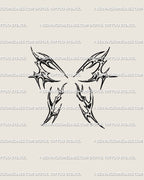 Minimal cybersigilism butterfly tattoo design, delicate fine-line pattern for feminine or abstract placements
