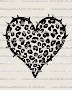 Small leopard print tattoo heart stencil, animal print heart design made for wrist or ankle sizing, digital stencil files ready to print.