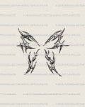 Small wing tattoo stencil design, sharp abstract wing emblem with printable PNG JPG PDF files for clean transfer.