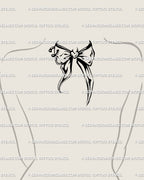 Nape/back-of-neck micro tattoo — a small tribal bow tattoo design with crisp knot and short tails; subtle, versatile, and ideal for first tattoos, supplied as an instant digital download.
