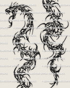 Close detail of snake spine tattoo stencil showing the serpent head, body texture, and sharp cybersigil-style shaping