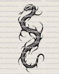 Snake tattoo stencil digital download, coiled serpent outline with spiked accents, printable file for tattooist sizing and placement