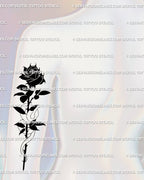 Snake flower tattoo download placed on back of upper arm, gothic cybersigilism rose art representing focus and transformation.