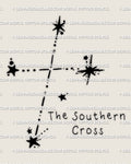 Southern Cross constellation tattoo stencil download, Crux star pattern design preview for clean minimalist placement 