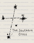 Southern Cross constellation tattoo stencil download, Crux star pattern design preview for clean minimalist placement 