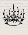 Spiked crown tattoo stencil outline with long center point, instant digital download PNG PDF
