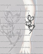 Spiky heart chain tattoo stencil shown on forearm placement with cyber tribal lines and connected heart forms