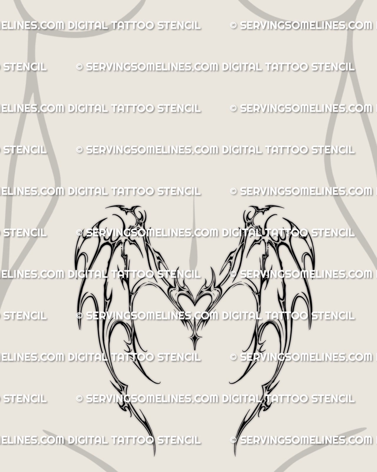 feminine cyber heart dragon wings tattoo placed on stomach, neotribal wings curving along ribs and waist for a sharp but soft torso design
