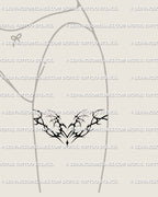 succubus inspired heart with dark wing curves tattoo stencil shown on front thigh giving a feminine shaped placement that follows leg lines