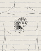 Male chest tattoo centerpiece of a bold sun and moon kissing tattoo design. Celestial duality stencil artwork with stars, built for strong chest placements.