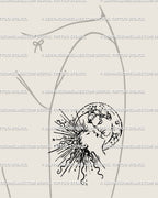 Front thigh tattoo stencil of a sun moon kissing tattoo with stars. Celestial duality design for bold leg placements, blackwork line art digital download.