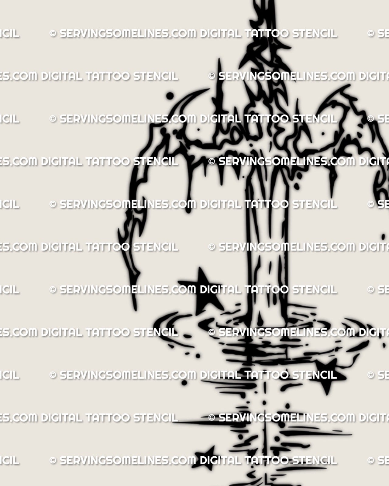 Surreal sword with wave inspired lines shown as a clean digital preview for people who like minimal abstract blade concepts