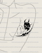 Symbolic love tattoo design showing angel and demon couple in gothic neotribal art, dark romance and devotion theme for women’s arm. 