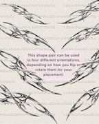 symmetrical waist tattoo pair shown in multiple rotated variations for flexible placement across lower stomach or hip area
