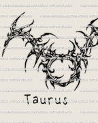 Close-up of Taurus symbol, cyber sigilism tattoo stencil download with sharp lines and clean negative space.