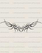 Thorn heart wings tattoo stencil design, elegant neotribal ornamental line art with spiky gothic vines and balanced heart-wing symmetry.