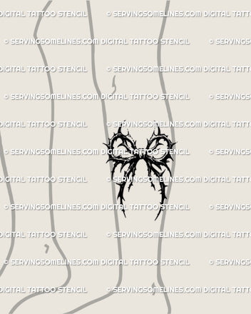 Gothic Blackwork Thorn Ribbon Tattoo Stencil, Dark Goth Design ...