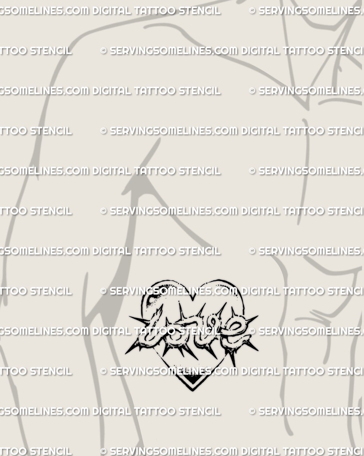 Spiky thorn LOVE lettering tattoo shown on men’s ribs, grunge heart shape and distressed script for alternative rib tattoo ideas.