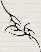 Single thorn spike shape from symmetrical chest tattoo set, shown as digital stencil preview for clean geometric line art design.
