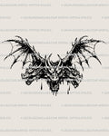 Three headed dragon tattoo stencil in gothic blackwork style, a dark medieval hydra tattoo design with wings and strong fantasy energy.