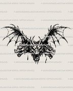 Three headed dragon tattoo stencil in gothic blackwork style, a dark medieval hydra tattoo design with wings and strong fantasy energy.