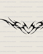 Digital download heart tattoo stencil showing ornamental tribal shapes, spiky symmetrical design for gothic or minimalist collectors. 
