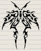 Tribal moth tattoo stencil design with classic tribal wing fields, high contrast moth silhouette for a clean stencil print.