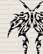 Tribal moth tattoo stencil design, bold modern tribal fields, printable digital download for tattoo stencil transfer.