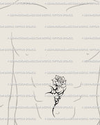 Tribal rose with thorns tattoo near the male stomach, cyber sigil rose stencil with neotribal stem blending gothic strength and edge.