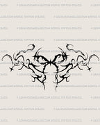 Under knee bow tattoo stencil design, dark ornamental bow tattoo download with printable PNG JPG PDF files for clean transfer.