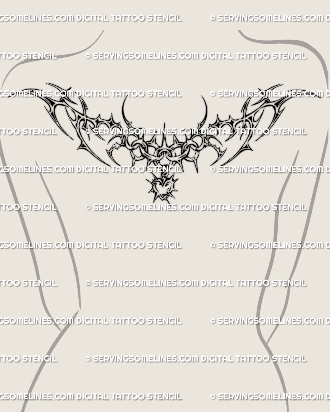 Cyber Sigilism Back Stencil Design