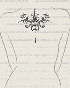 Celestial pendant cybersigil tattoo stencil centered on the upper back with moon and star motifs shown in a minimal placement preview