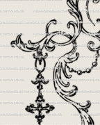 Flat preview of the baroque filigree tattoo stencil, drawn in victorian ornament blackwork style for gothic and elegant body art.