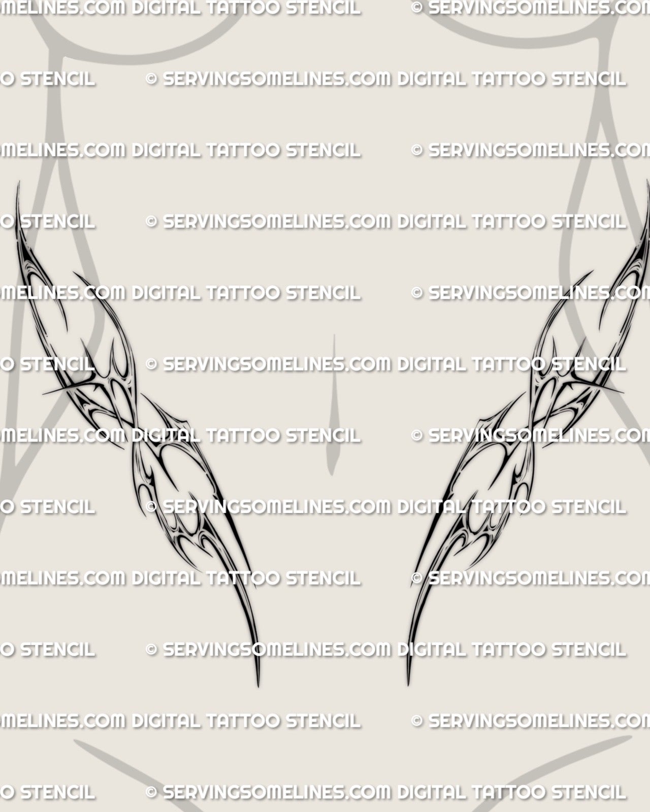 waistline neotribal tattoo for women, cyber style curves across the lower belly with clean flowing lines
