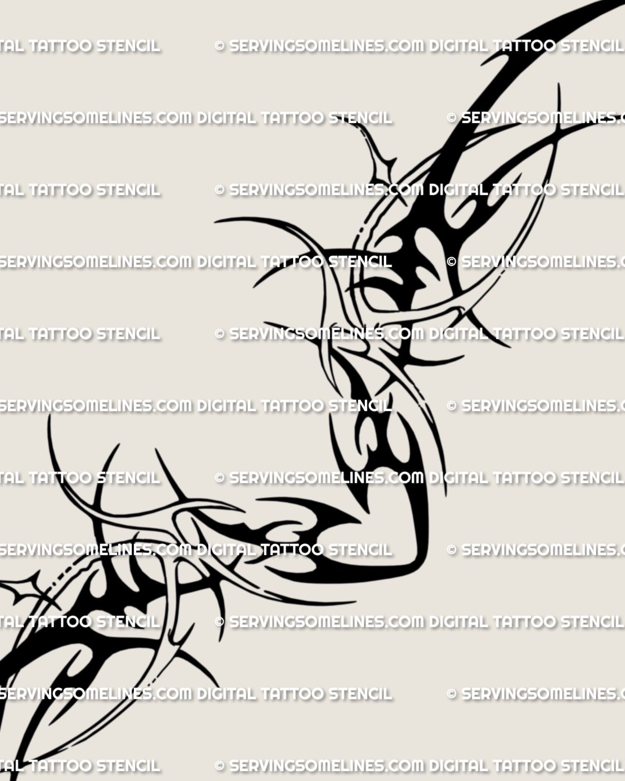 Winged heart chest tattoo stencil design download shown as a full layout with neotribal framing and a centered heart motif.