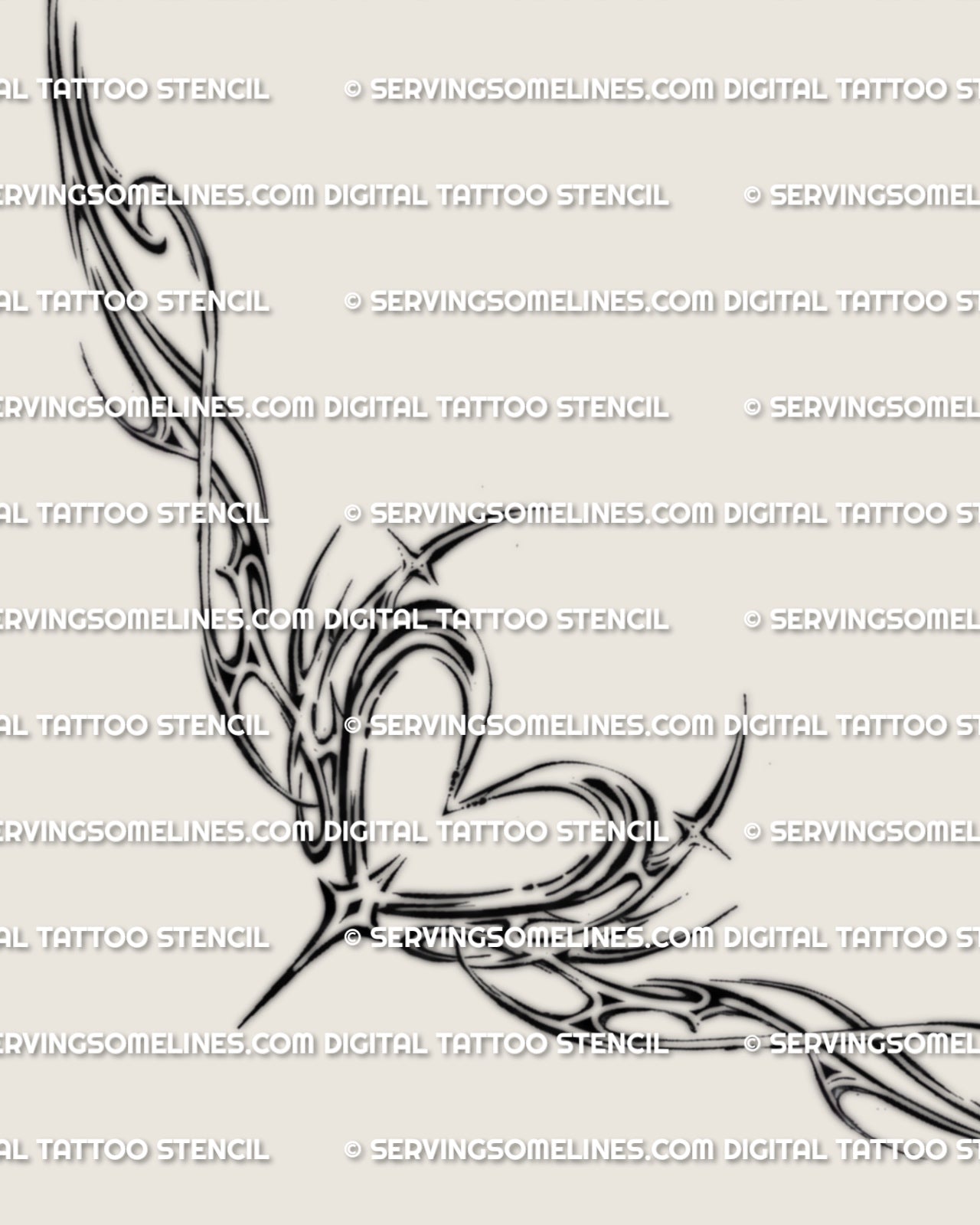 Winged heart chest tattoo stencil design download shown as a full layout with a fine line heart center and abstract winged flow.
