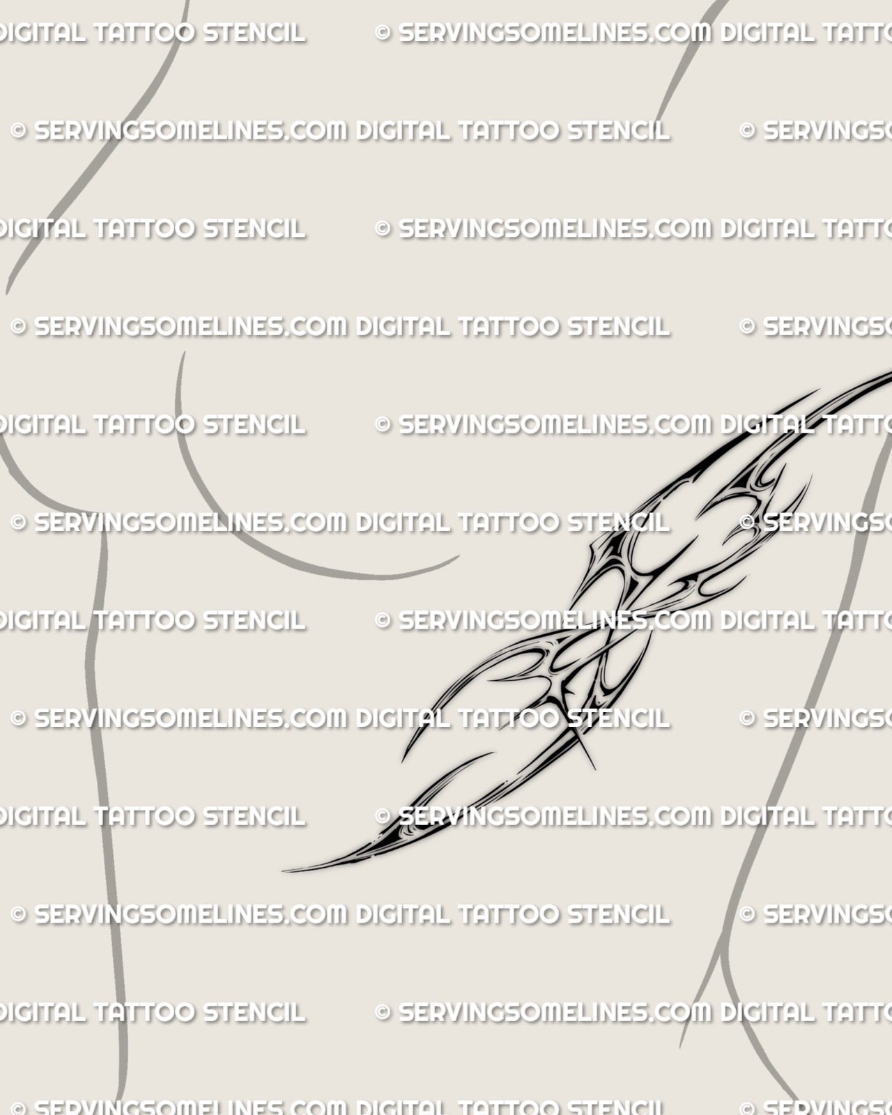 cyber sigil rib tattoo on a woman with curved neotribal lines following the side torso for a feminine vertical rib contour look