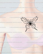 Small womens chest tattoo design of shattered glass butterfly, minimalist broken wing line art symbolizing fragile beauty and emotional recovery