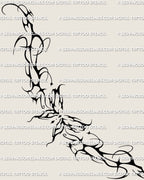 Y2K butterfly lower back tattoo stencil shown as a full design layout, with a centered butterfly body and pointed decorative shaping.